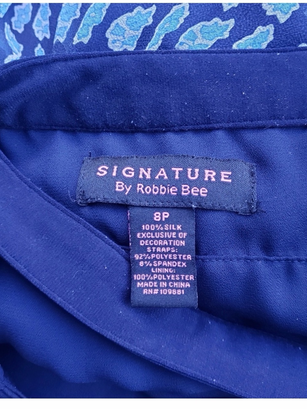 Robbie Bee Navy and Light Blue Printed Midi Dress - Picture 2 of 10